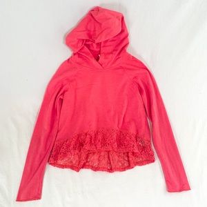 Abercrombie high-low pink lace hoodie